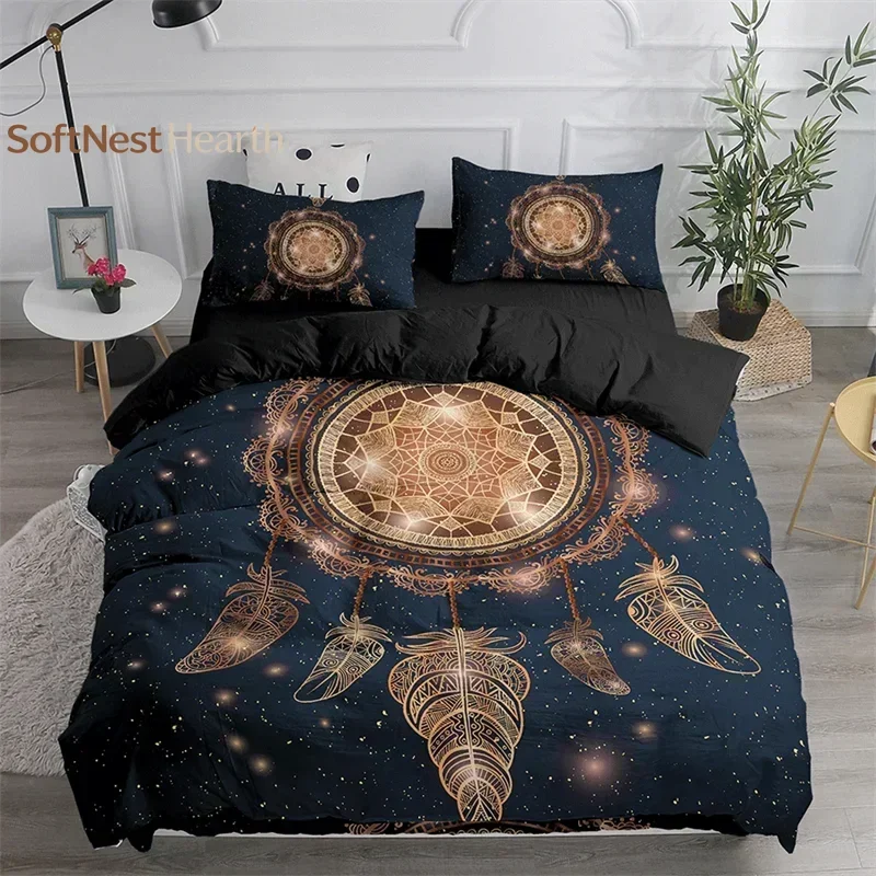 2026 Dreamcatcher White Duvet Cover Microfiber Bohemian Print King Bedding Set For Girls Adults Soft Comforter Cover With Pillow