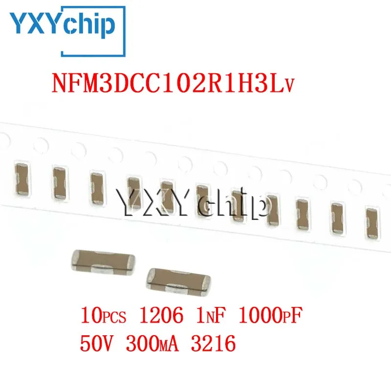 

10pcs 1206 1nf 1000pf 50v 300ma 3216 Smd Three-terminal Filter Capacitor Nfm3dcc102r1h3l Emi Static Noise Filter New Original