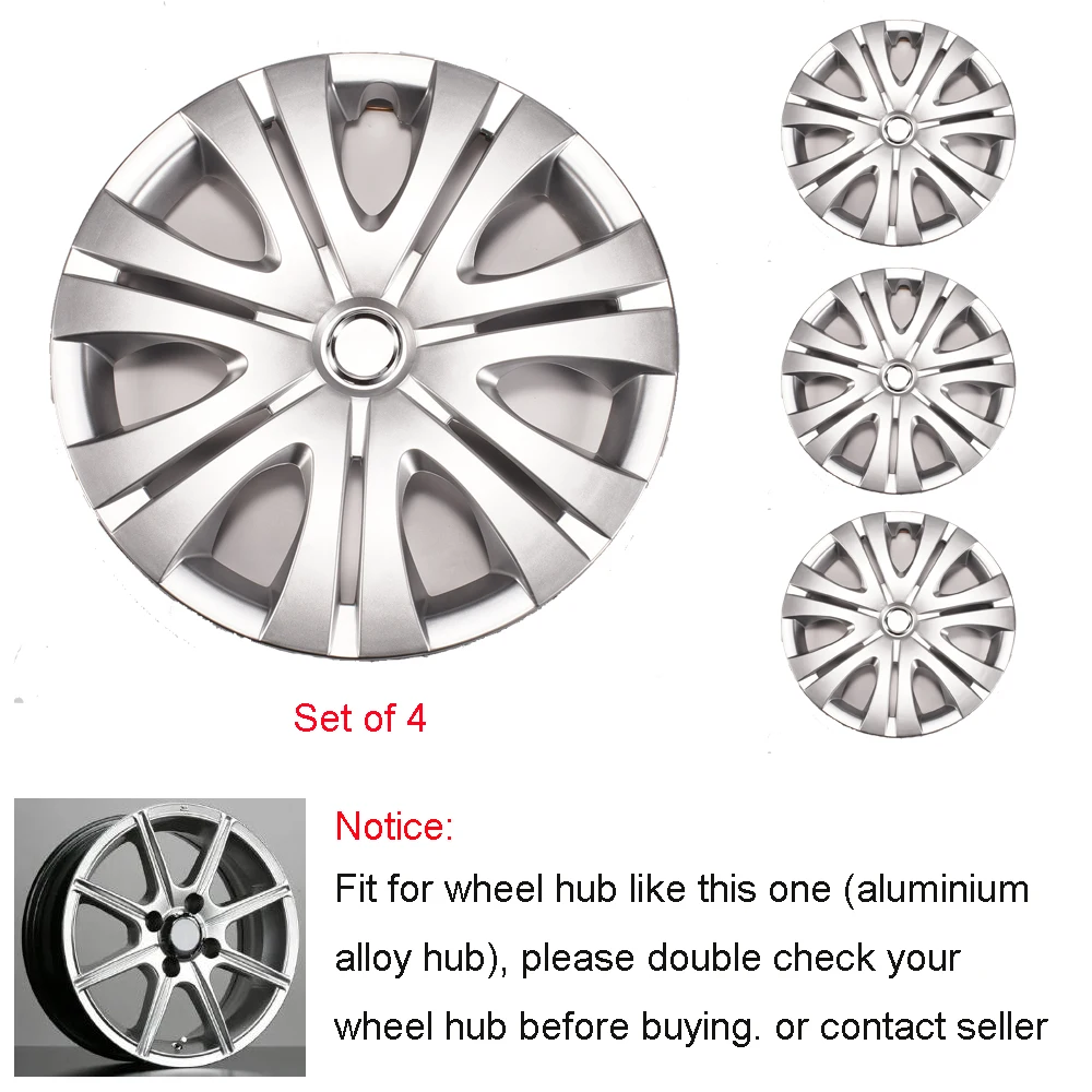 4pcs/set 16 inch Car Wheel Trims Covers, Car Wheel Center Cap Decorative Covers Fit Aluminum Alloy Rims Hub Caps