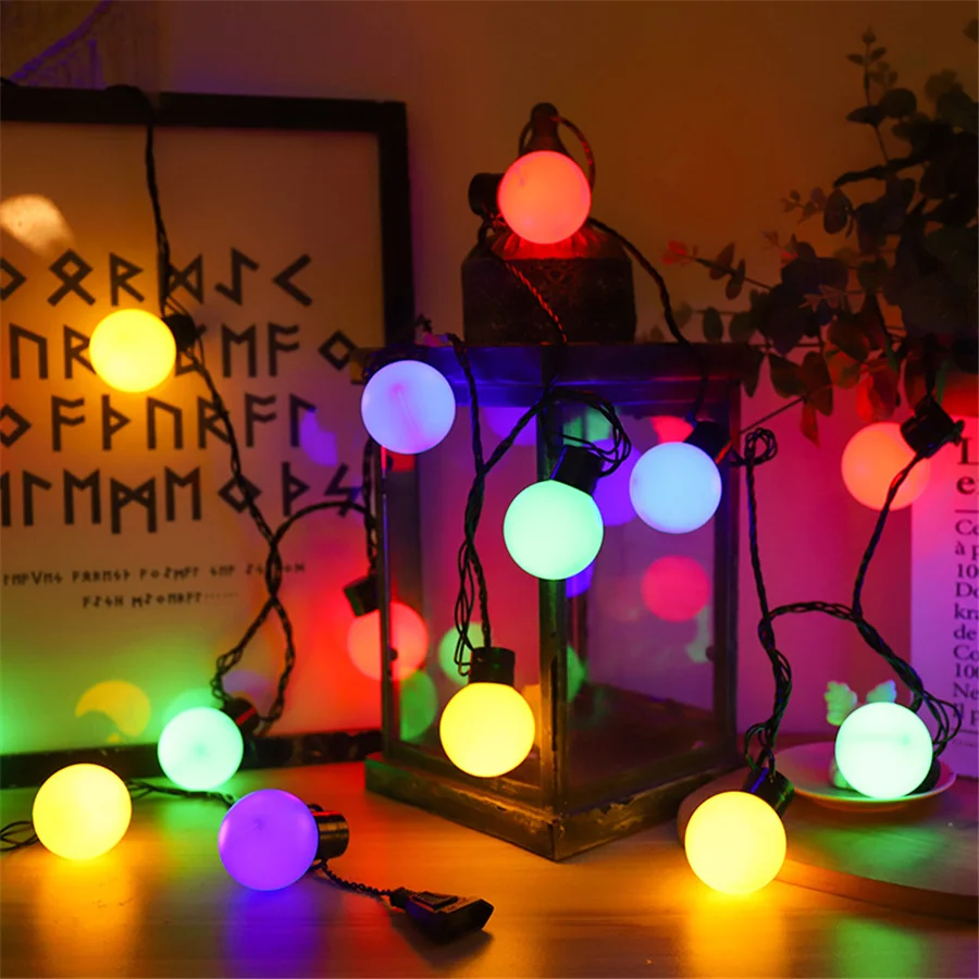 2023 New 5M 20LED Christmas Garland Globe String Light Outdoor Waterproof Garden Decoration EU Plug Round Ball Bulb Fairy Lights