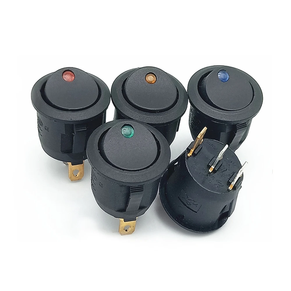 

100PCS KCD1 Round Shape Dia 20MM Rocker Push Button Switch ON-OFF 250VAC with Dot Light Illuminate Cat Eyes Rocker Toggle Switch