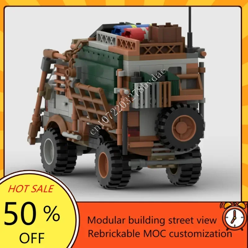 399 STKS MOC Stad Vervoer Doomsday stijl handelaarswagen die in het kamp stromen Model Aangepaste Puzzel DIY Verjaardag Speelgoed Cadeau