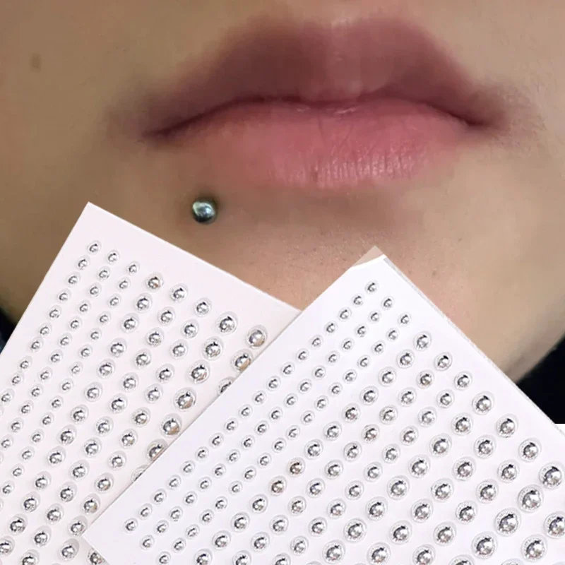 Non Piercing Fake Nose Lip Sticker Disposable Belly Eyebrow Lip Piercing Jewelry Adhesive Non Piercied Earring Button Stickers