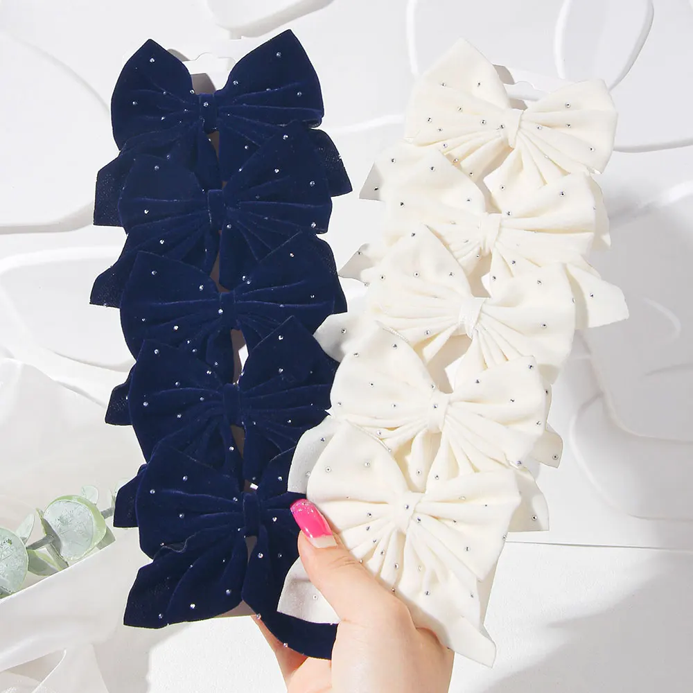 

2/4/6 шт., заколки для волос с бантиками для девочек, бархатные заколки для волос в осенне-зимнем стиле с бантом, текстура, модный детский подарок, детские аксессуары для волос