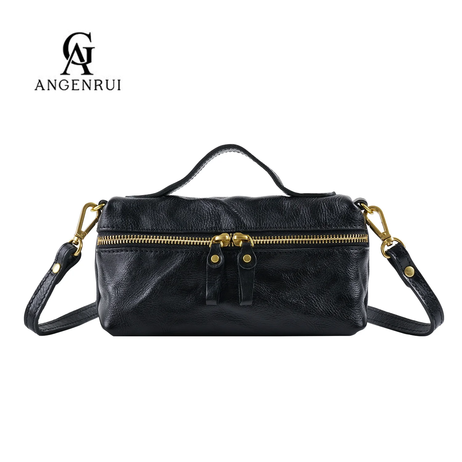 

ANGENGRUI Brand Luxury Genuine Leather Women's Bag Unique Design Fashionable And Simple Retro Casual Shoulder Messenger