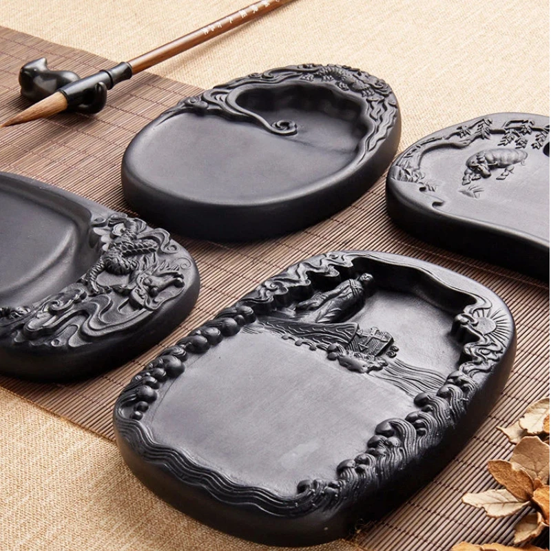 Natural Chengni Ink Stone Multifunctional Calligraphy Painting Gift for Students Beginners Collection Chinese Style Gift
