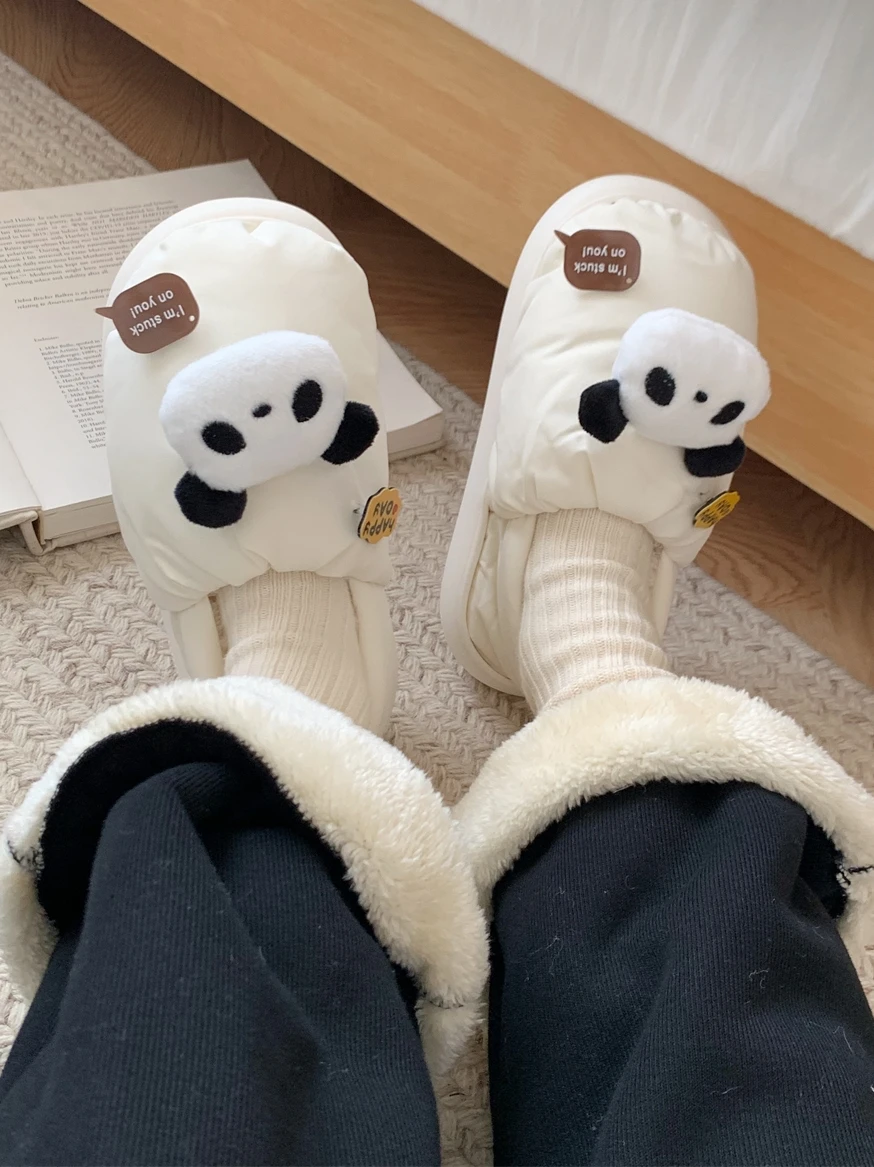 Pantofola Panda Calde Pantofole da casa antiscivolo per uomo e donna Scarpe dopo il parto Pantofole in cotone per coppia Panda carino 2024 Inverno