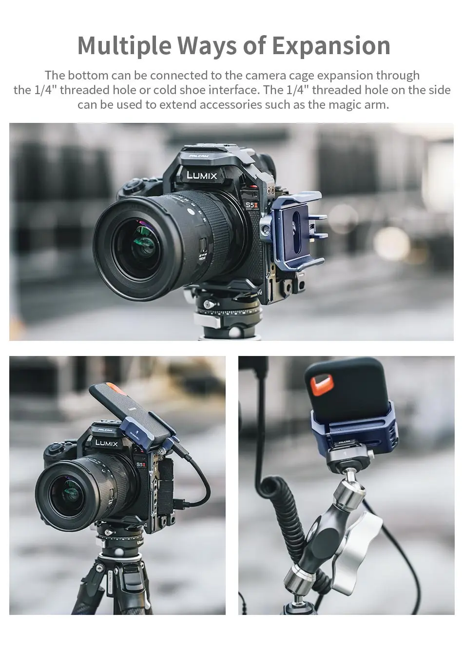 FALCAM SSD Mount Universal Holder for Samsung T5/T7/T9 SSD SSD for BMPCC 4K/6K/6K Pro Quick Release Clamp with Cold Shoe