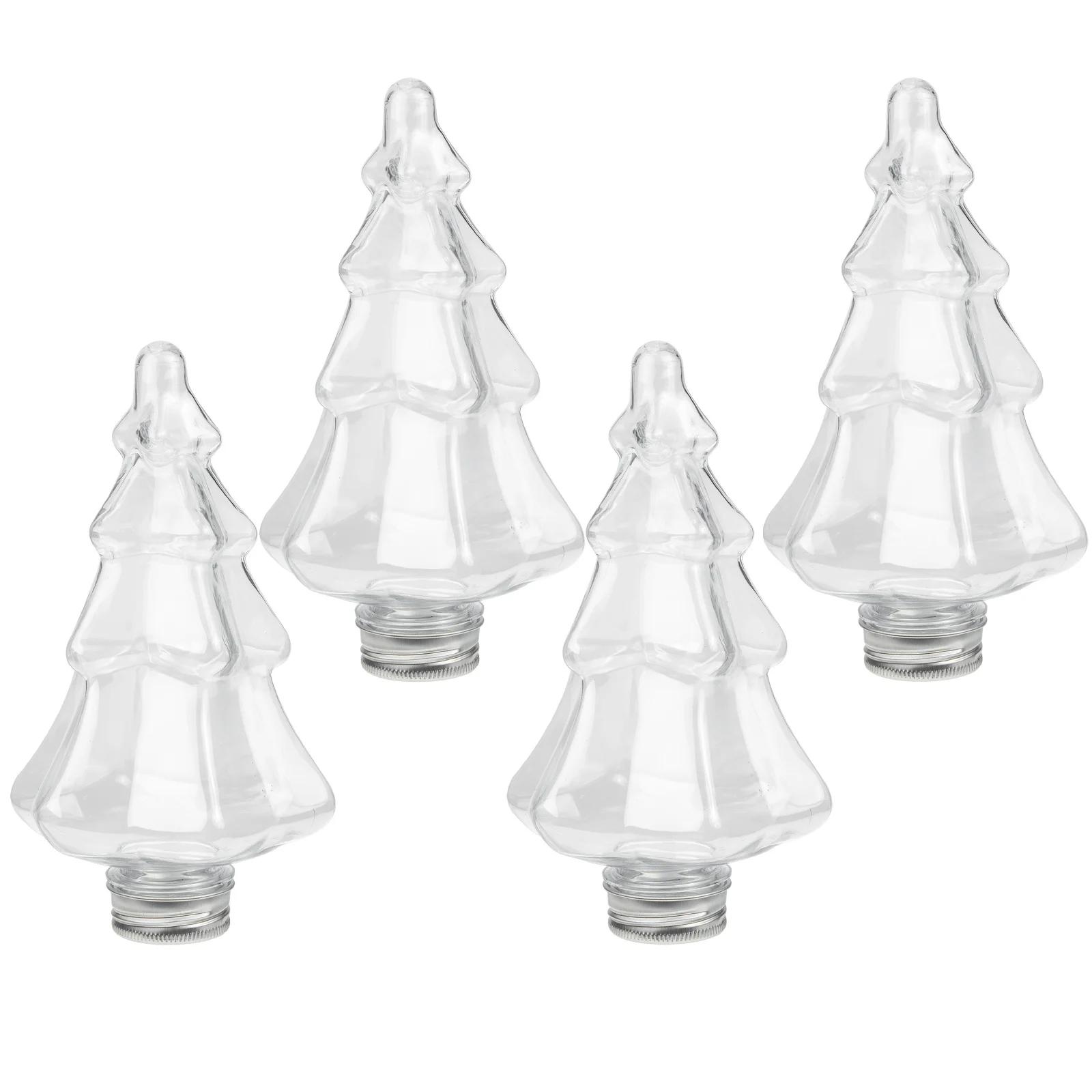 

4Pcs Christmas Tree Juice Bottles Plastic Beverage Milk Containers Clear Plastic Water Bottles for Parties School Work