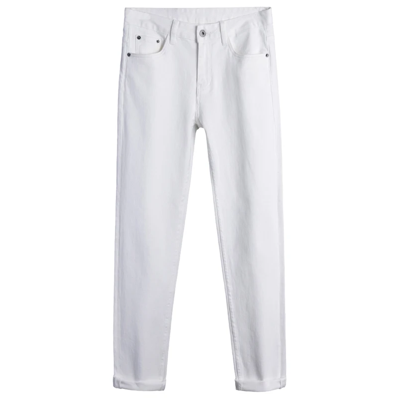 2024 New Pure White Business Jeans Men's High-End Affordable Luxury All-Matching Slim Fit Small Straight Pants