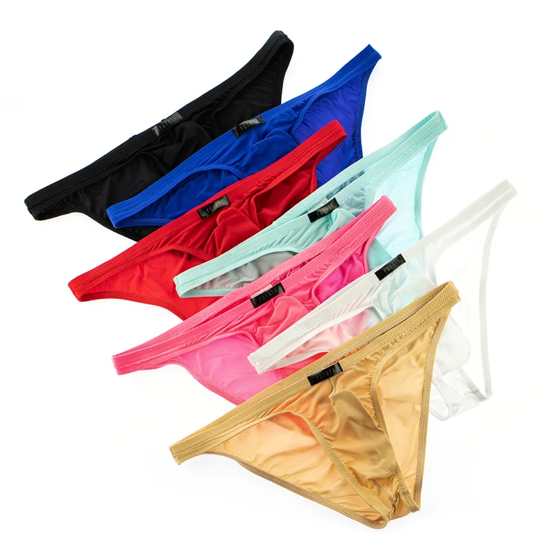 7PCS Men's Briefs Underwear Silky Jockstrap Ultra-Thin Low Waist  Breathable Hombre Sissy Transparent Briefs Underpants Lingerie