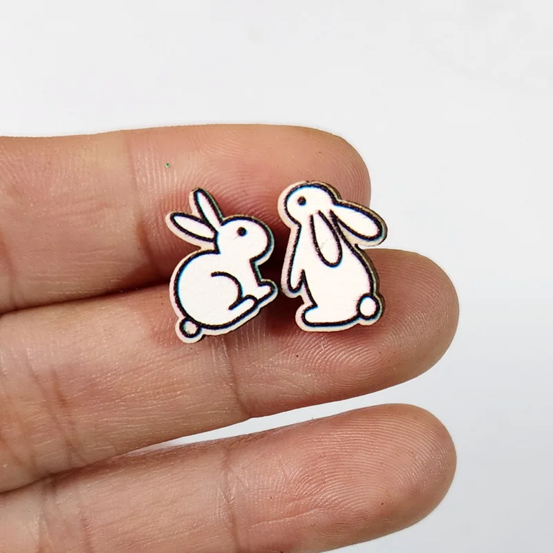 Cute Rabbit Animal Small Mini Student Earrings For Women Cartoon Little Yellow Duck Butterfly Allergy Prevention Stud Earrings