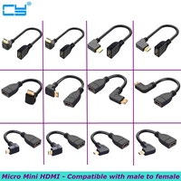 New HDMI-Compatible Male to Female Adapter Mini Micro D Type 90 Degree Right Angle Male to HDTV AF Extension Cable for HD Video