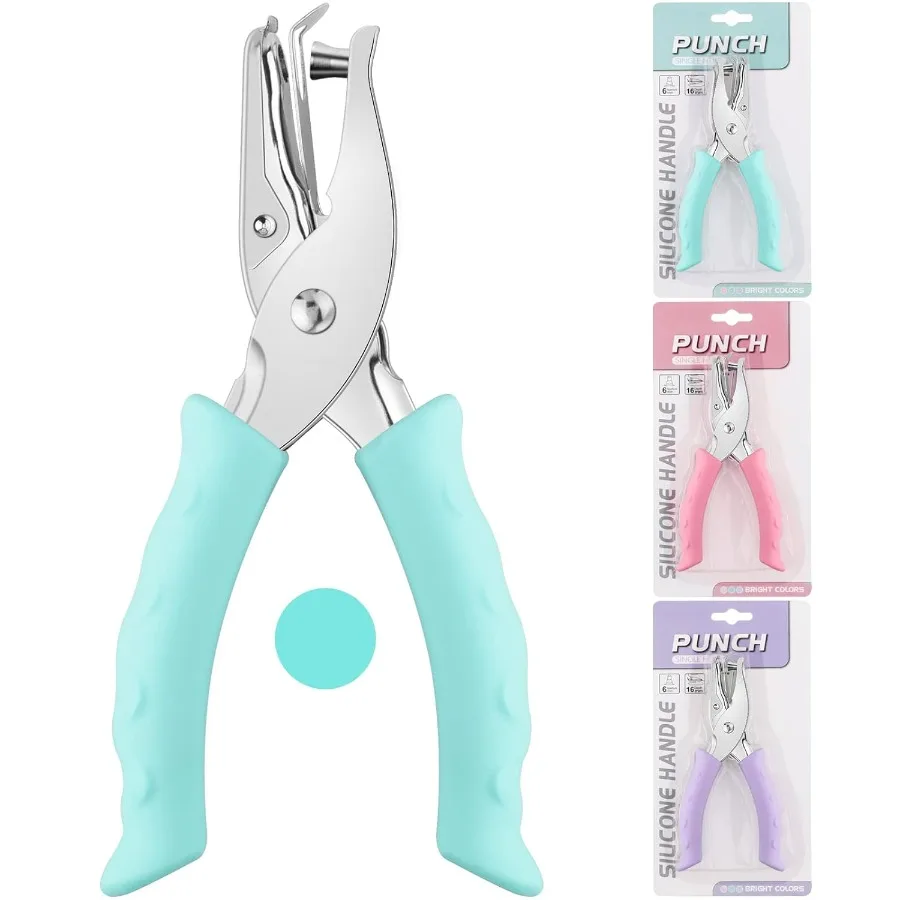 Hole Punch Blue Single Hole Puncher Metal with SoftHandled for DIY Craft Tags Clothing Ticket Scrapbook Tool 3 Colors Options