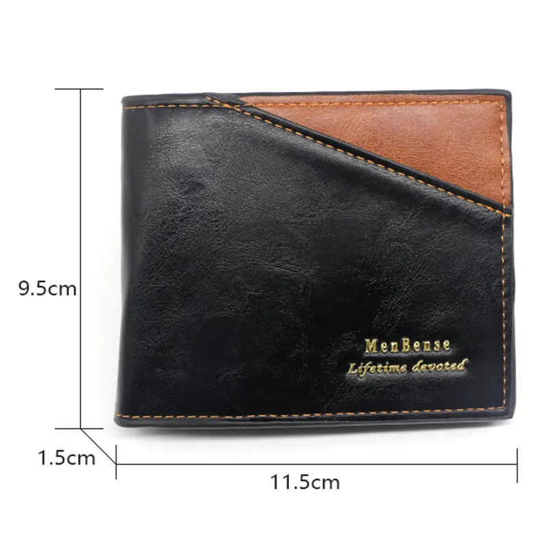 Men's Short Wallet Large Capacity PU Leather Multi-Slot Coin Pocket Photo Holder Small Men Purse Card Holder Vintage Male Wallet