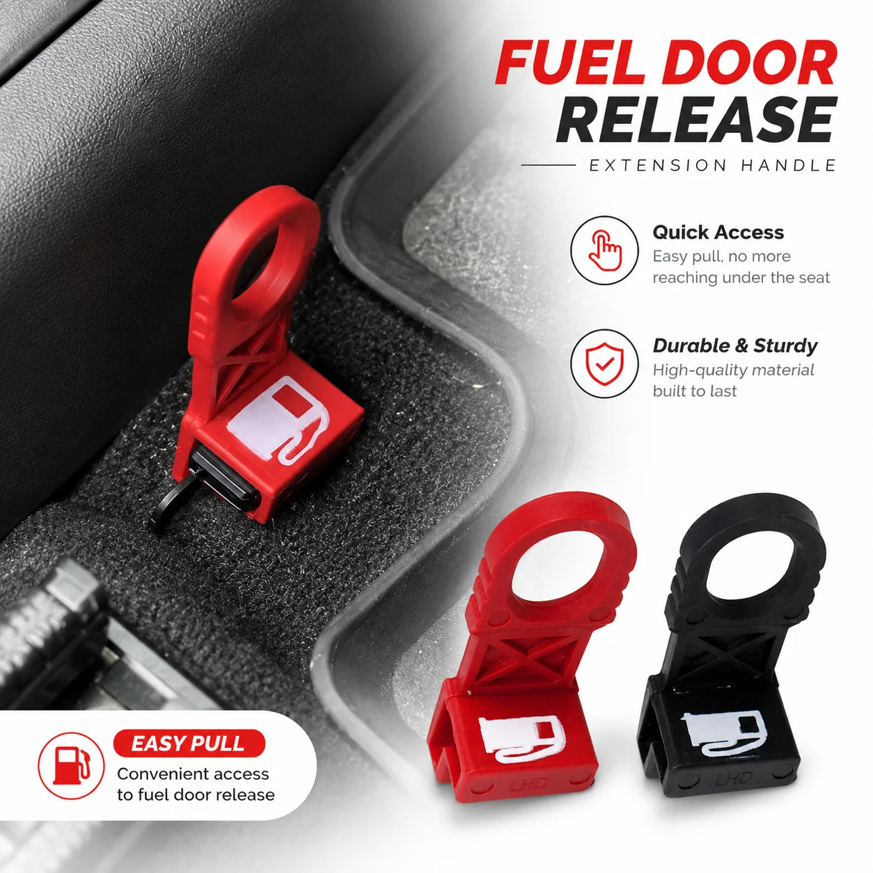 Fuel Tank Cap Release Extension Handle for Suzuki Jimny JB64 JB74 2019 to 2025 Nylon Pull Lever for Left Hand Drive Cars