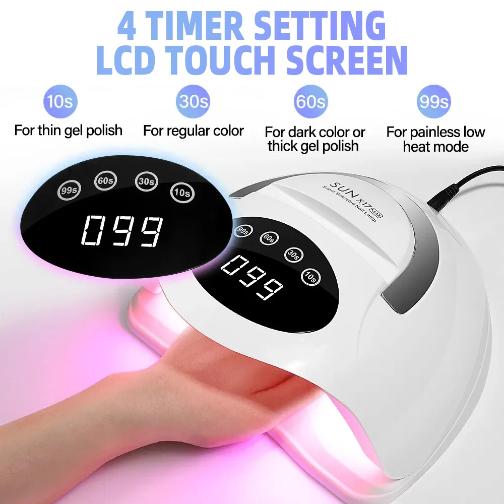 320 واط LED الأشعة فوق البنفسجية مسمار مصباح للتقليم 72 المصابيح تجفيف مصباح لعلاج هلام طلاء الأظافر مع شاشة LCD كبيرة مستشعر تلقائي أدوات الصالون