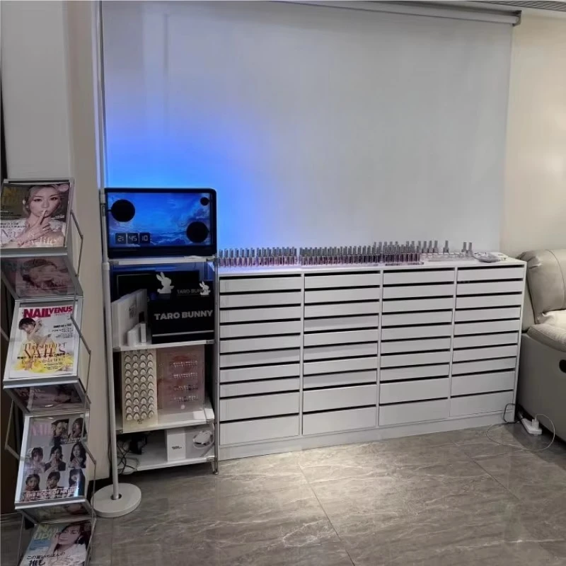 Nail Art Storage Cabinet Display Stand for Nail Polish Shop Heavy Duty Freestanding Supermarket Shelving