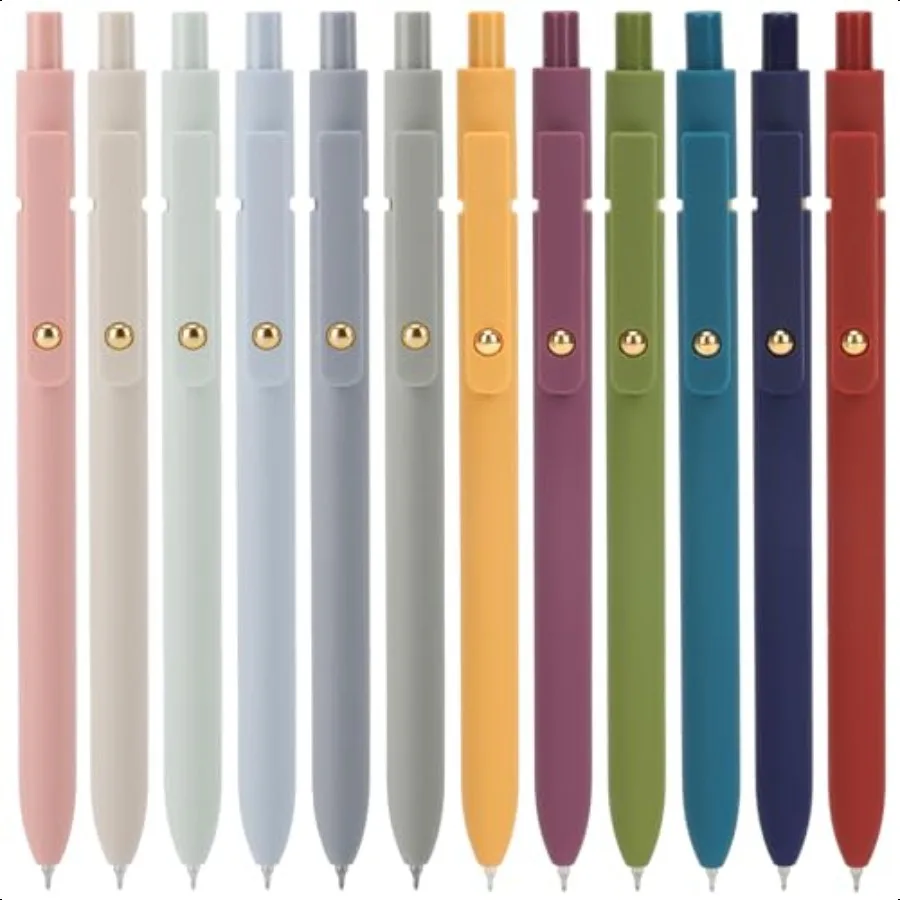 Pulpen Gel 12 Pcs 0.5mm Tinta Hitam Cepat Kering Pulpen Ujung Halus Tulisan Lancar Pulpen Lucu untuk Kantor Sekolah Hadiah untuk Wanita 12 Pcs +