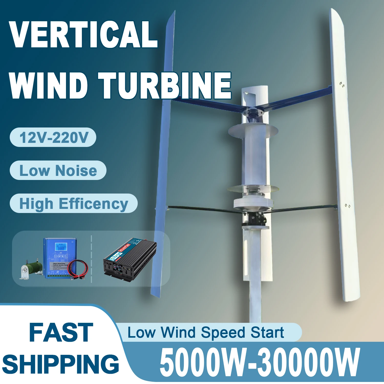 

12V - 96V 10KW 15KW 20KW Home Use Wind Turbine Generator Windmill with MPPT Charge Controller Power Magnetic Dynamo Free Energy