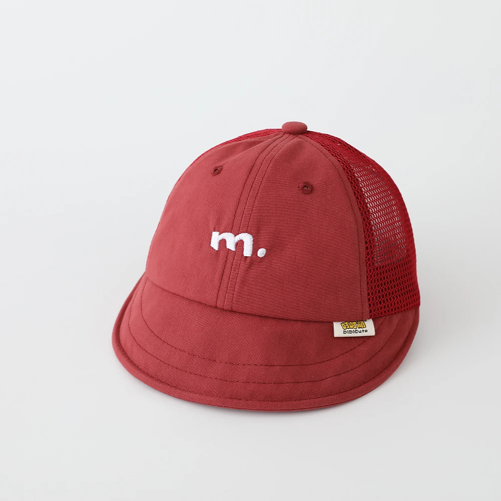 Child's Simple Embroidered Large-Brimmed Sun-Protective Fisherman Hat with Breathable Net Fabric, Available in Four Colors. view 3