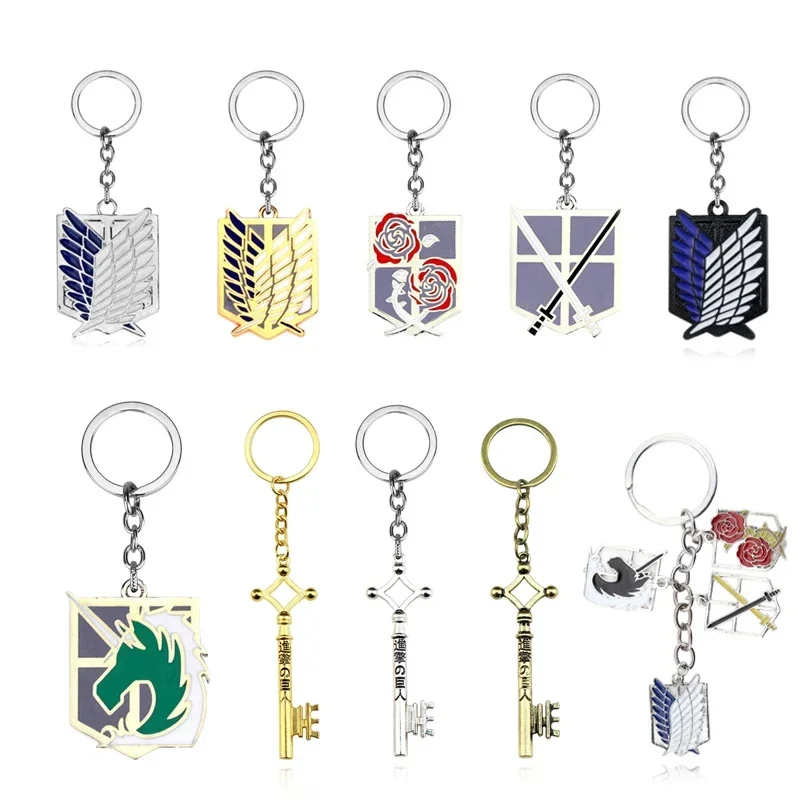 Anime Attack on Titan Keychain Enamel Badge Shingeki No Kyojin Pendant Decoration Metal for Women Men Jewelry Accessories Gift