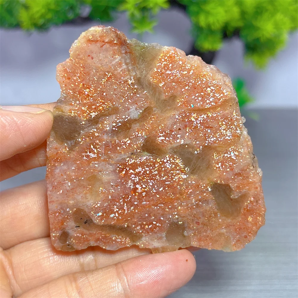 Gold Sunstone Slab Natural Crystal Room decor Lucky Quartz Stone Garden Reiki Gifts Healing Energy Love Home Decoritems