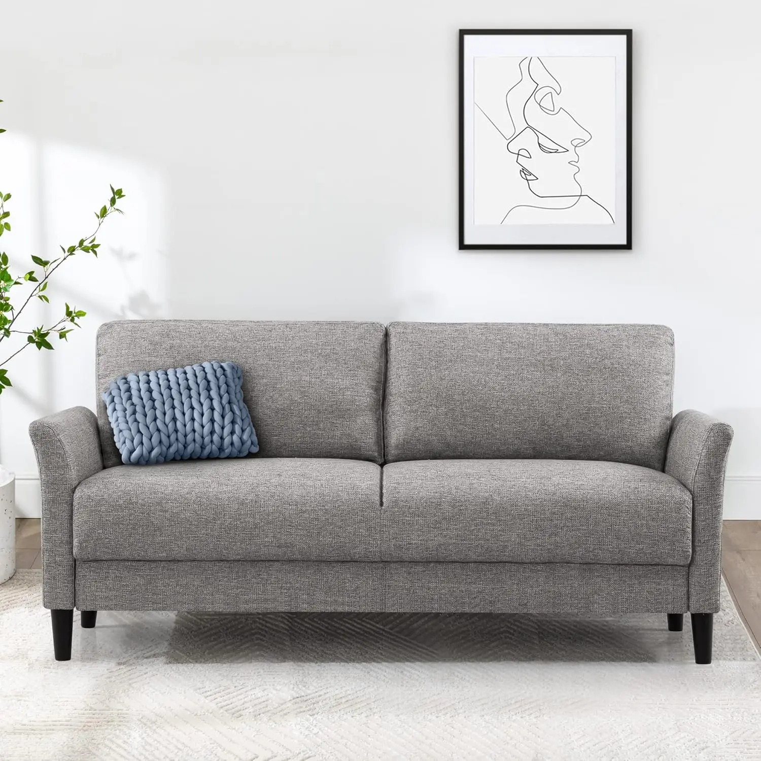 Sofa Couch, Easy, Tool-Free Assembly, Soft Grey