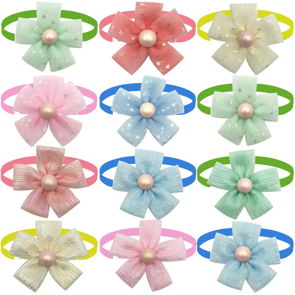 50/100pcs Pet Grooming Dog Accessories Flowers Doggy Pet Cat Bowtie Adjustable Flowers Bowties Dog Grooming Product Pet Supplies