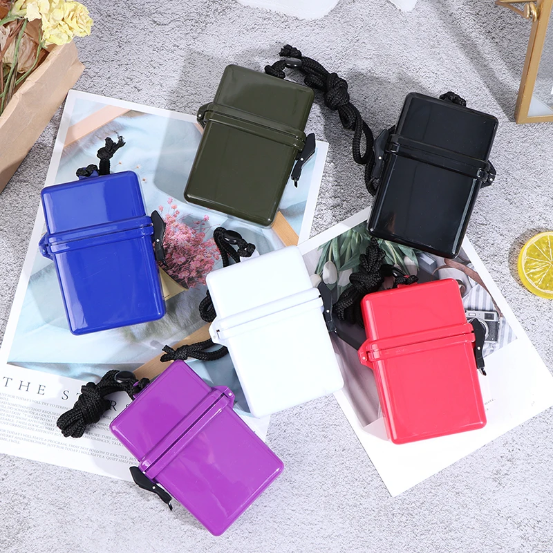 Diving Container Case & Rope ClipMoney ID Cards License Keys Waterproof Dry Box