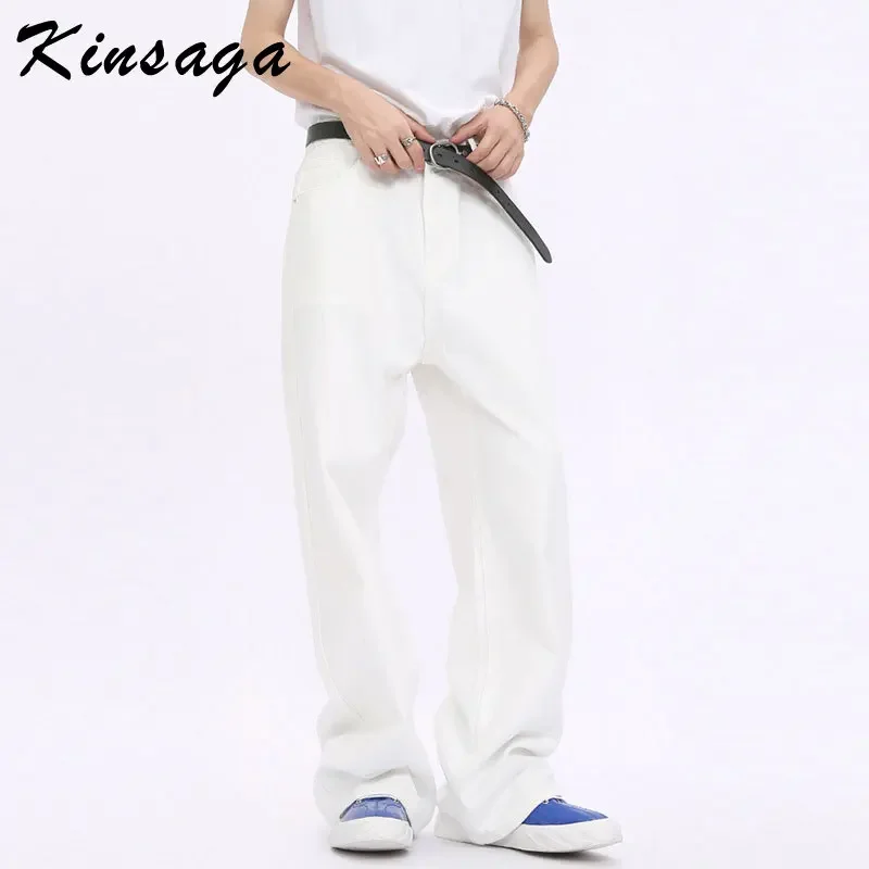 Men Casual Black and White Straight Fit Denim Pants Boyfriend Couple's  Traf Jeans Bassic White Pant Teachwear Jean Homme Sexy