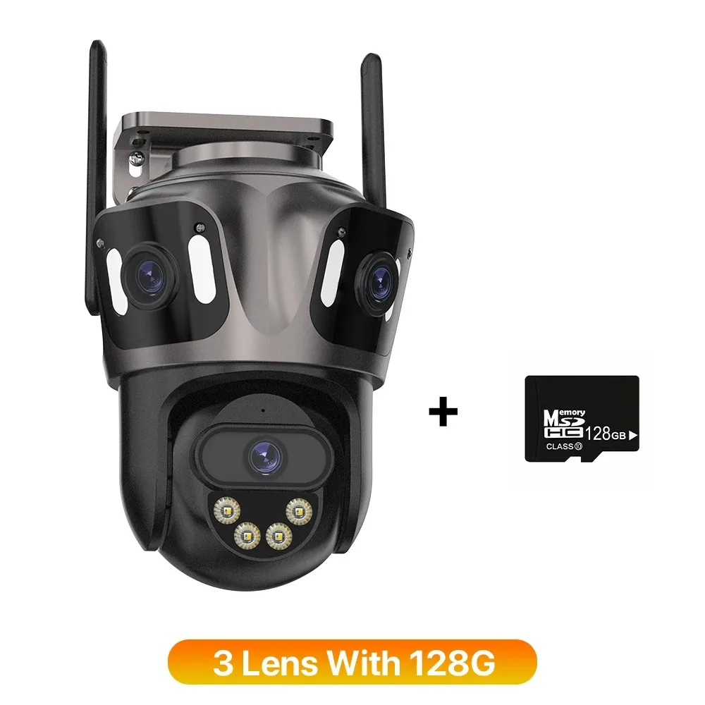 WONSDAR 3-Linsen 3-Bildschirm WIFI IP-Kamera 2-Linsen 2-Bildschirm PTZ-Kamera Menschenerkennung IP66 Wasserdicht CCTV-Videoüberwachung ICsee