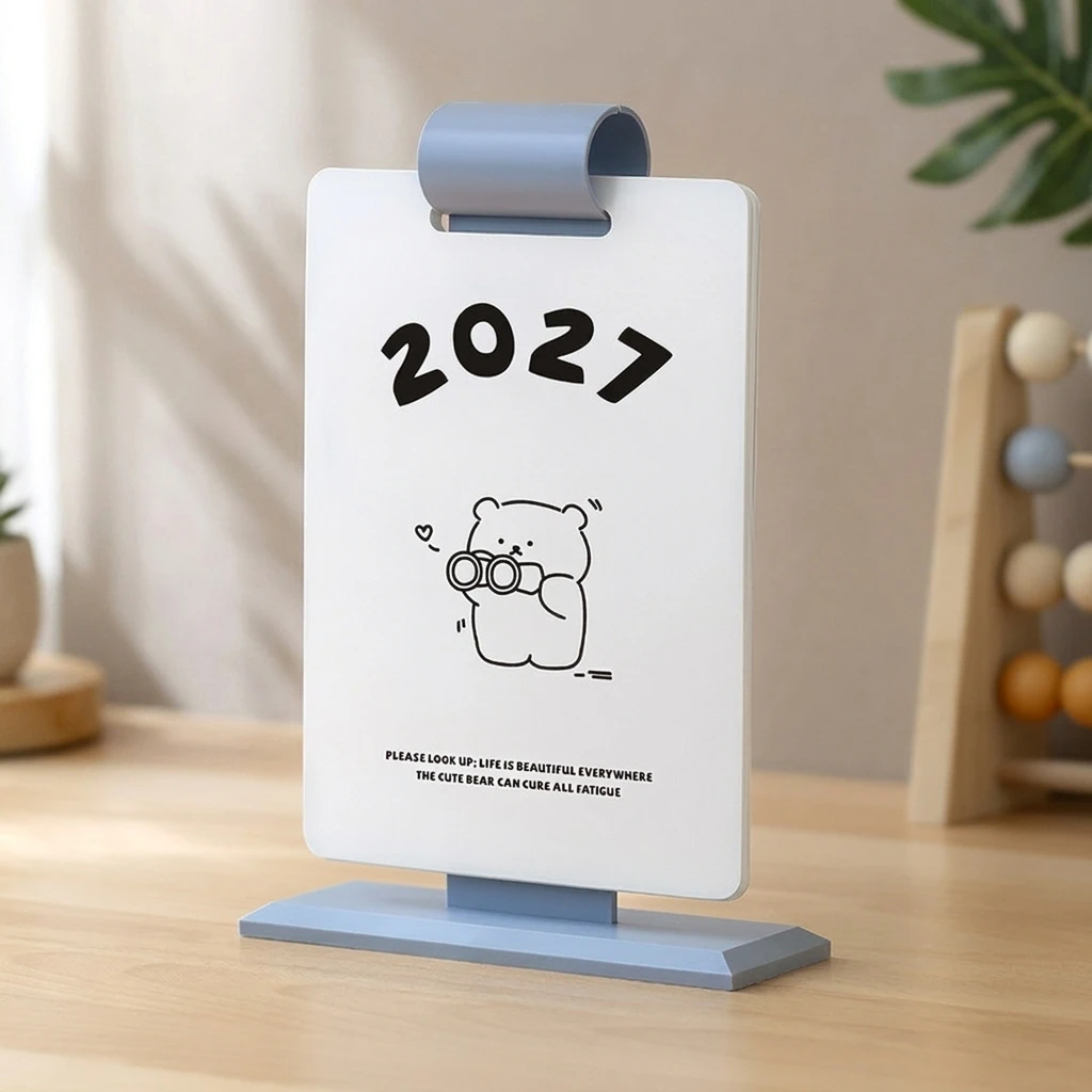 Desk Calendar Cute 2027 Bear Flip Planner for Office Students Home Decor Note Writing Tabletop Organizer Stationery Gift