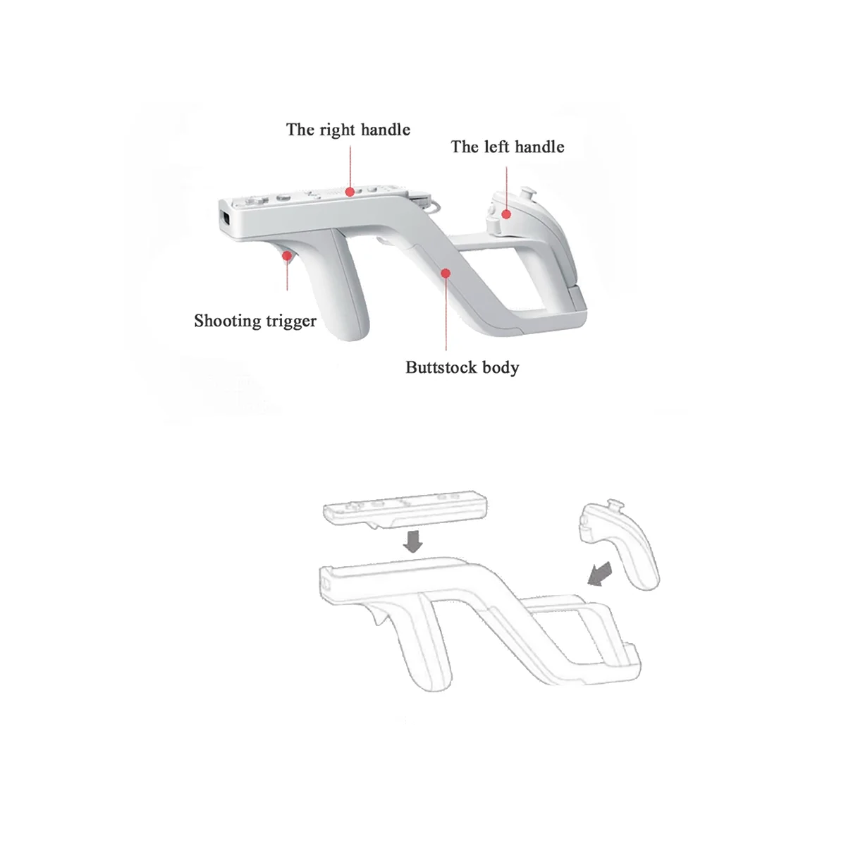 2PCS Zapper Game Holder for Nintendo Wii Remote Right Left Controller Wii Zapper Gaming Accessories