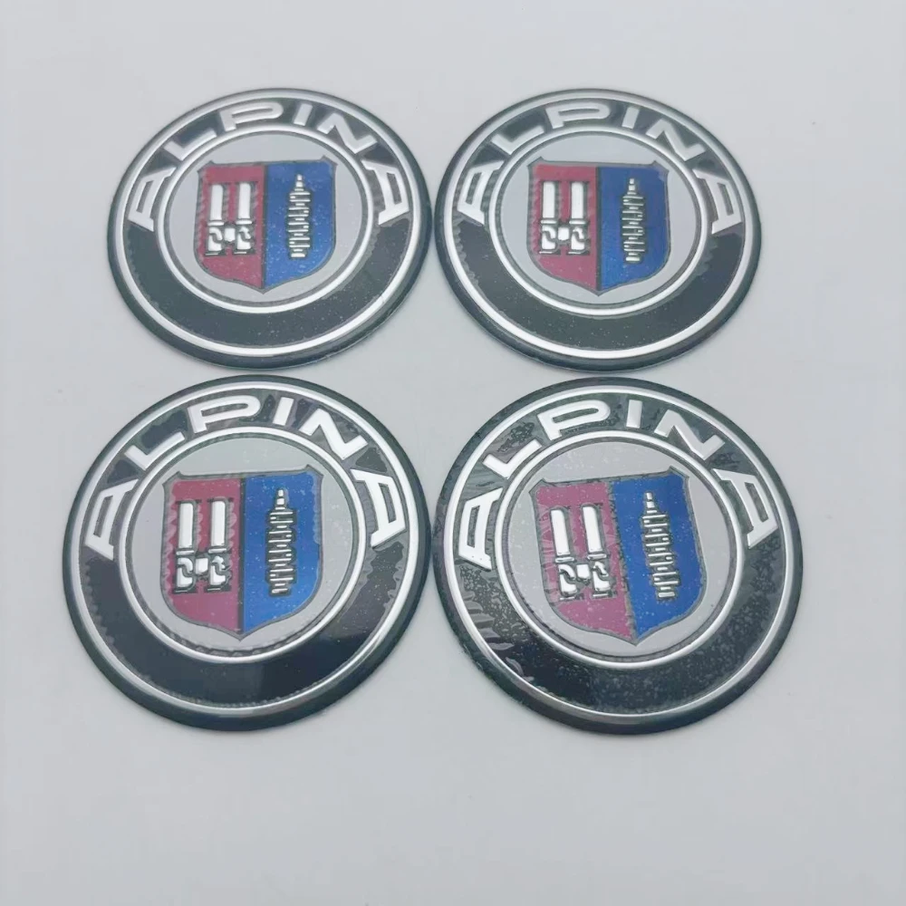 4Pcs 45mm56mm 60mm 65mm ALPINA Hub Caps Stickers Badge Car Wheel Center Hub Cap Hub Caps Rim Hubcaps Car Stickers Badge Replace