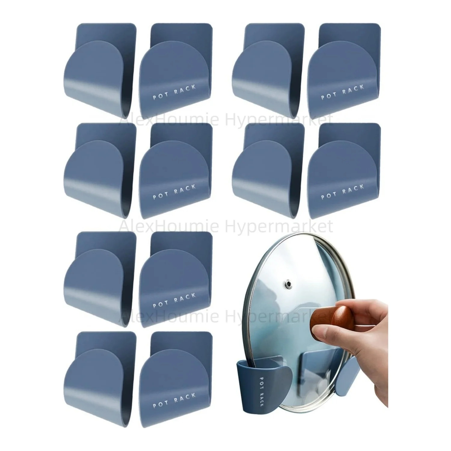 

6 Pairs Pot and Pan Hangers Adjustable Wall Mount Pot Lid Holder Cabinet Door Lid Organizer, Save More Space