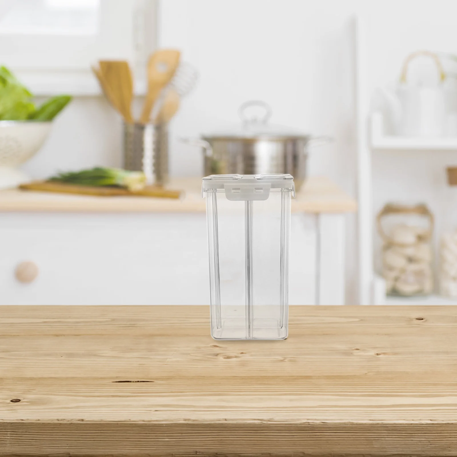 

4 Compartments Cereal Storage Container Transparent Airtight Pantry Organizer Square Food Containers for Kitchen Dry Snacks