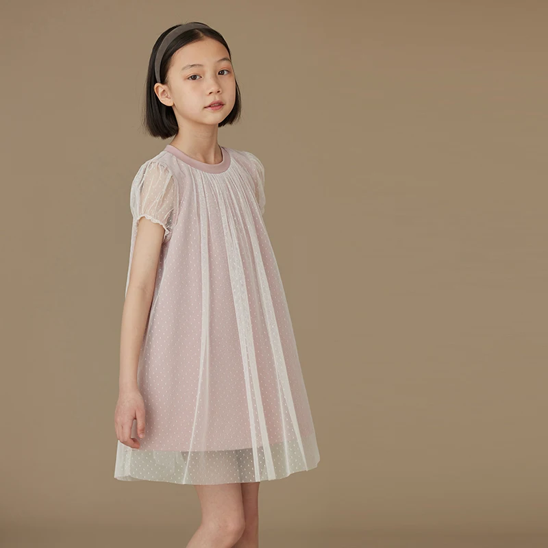 

kids clothes girls clothes 2024 summer dress sundress kids short-sleeved gauze skirt sweet pink baby princess skirt girl dress