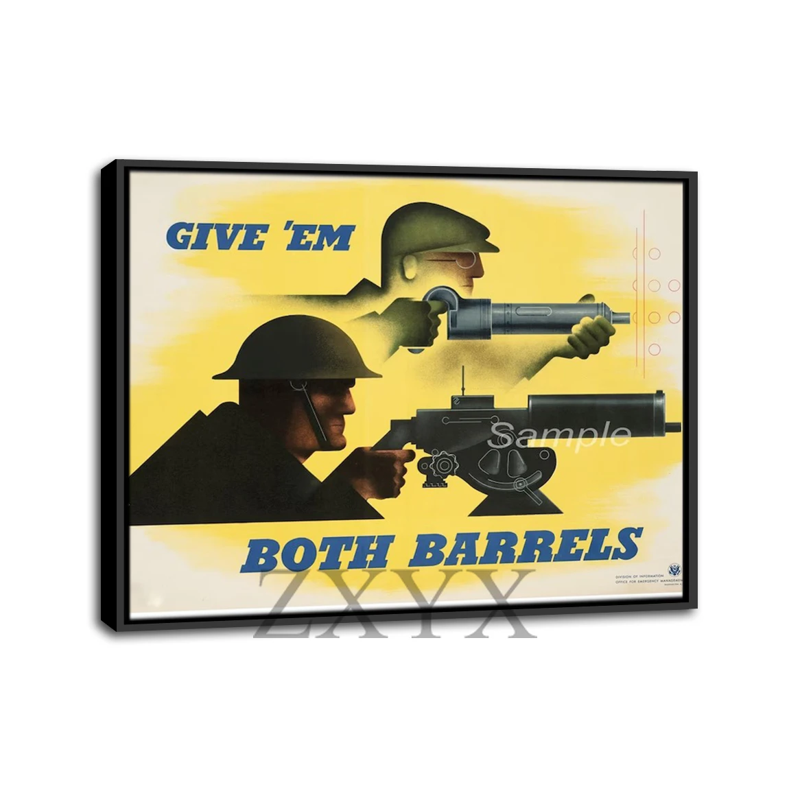

Vintage Give 'em Both Barrels War Framed Poster Print Home Decor Wall Art Painting Oil Canvas