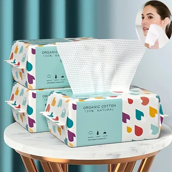 100 sayımları tek kullanımlık kalın % 100% pamuk yüz havlusu makyaj yumuşak çıkarma mendil kuru temizleyici Towelettes cilt bakımı temizlik için