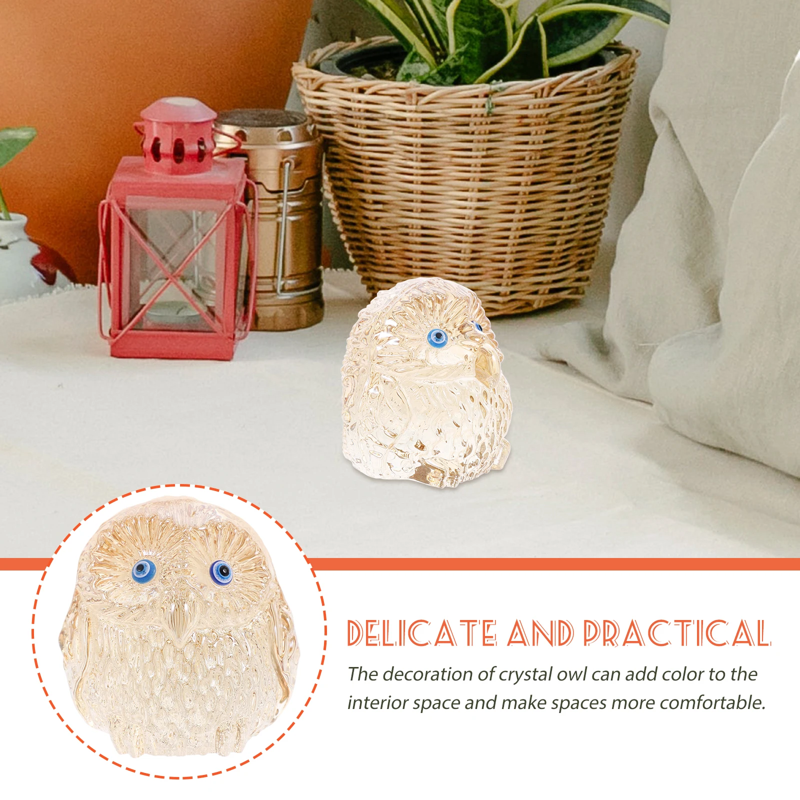 

Crystal Owl Shaped Craft Small Delicate Home Decor Tabletop Owl Statue For Room Party Scene Layout Clear Photo Prop