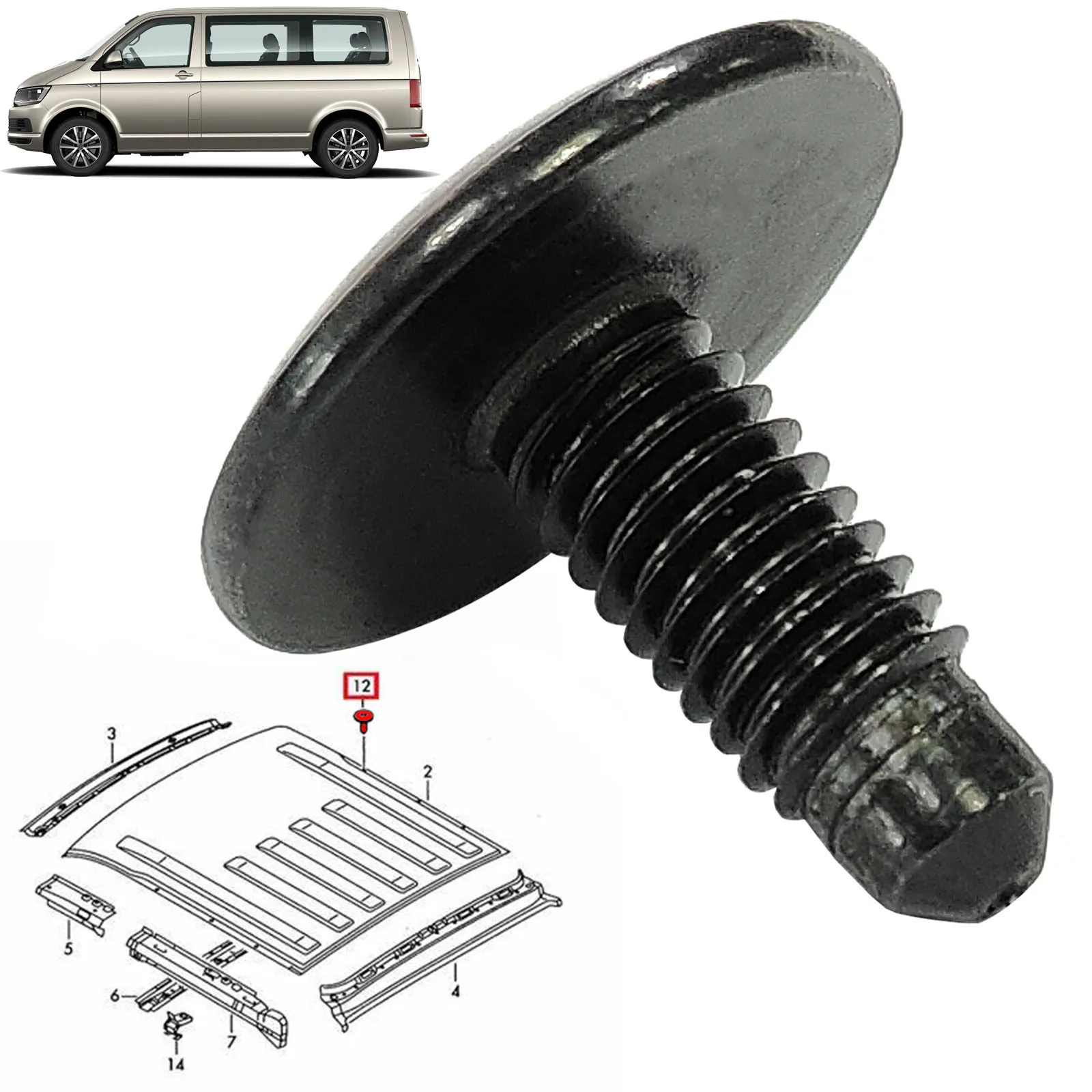 VW Transporter T5 T6 T6.1 2003 - 2021 용 10pcs 루프 랙 구멍 패널 블랭킹 나사 볼트 밀봉 WHT 006148   2019 2018 2017 2016