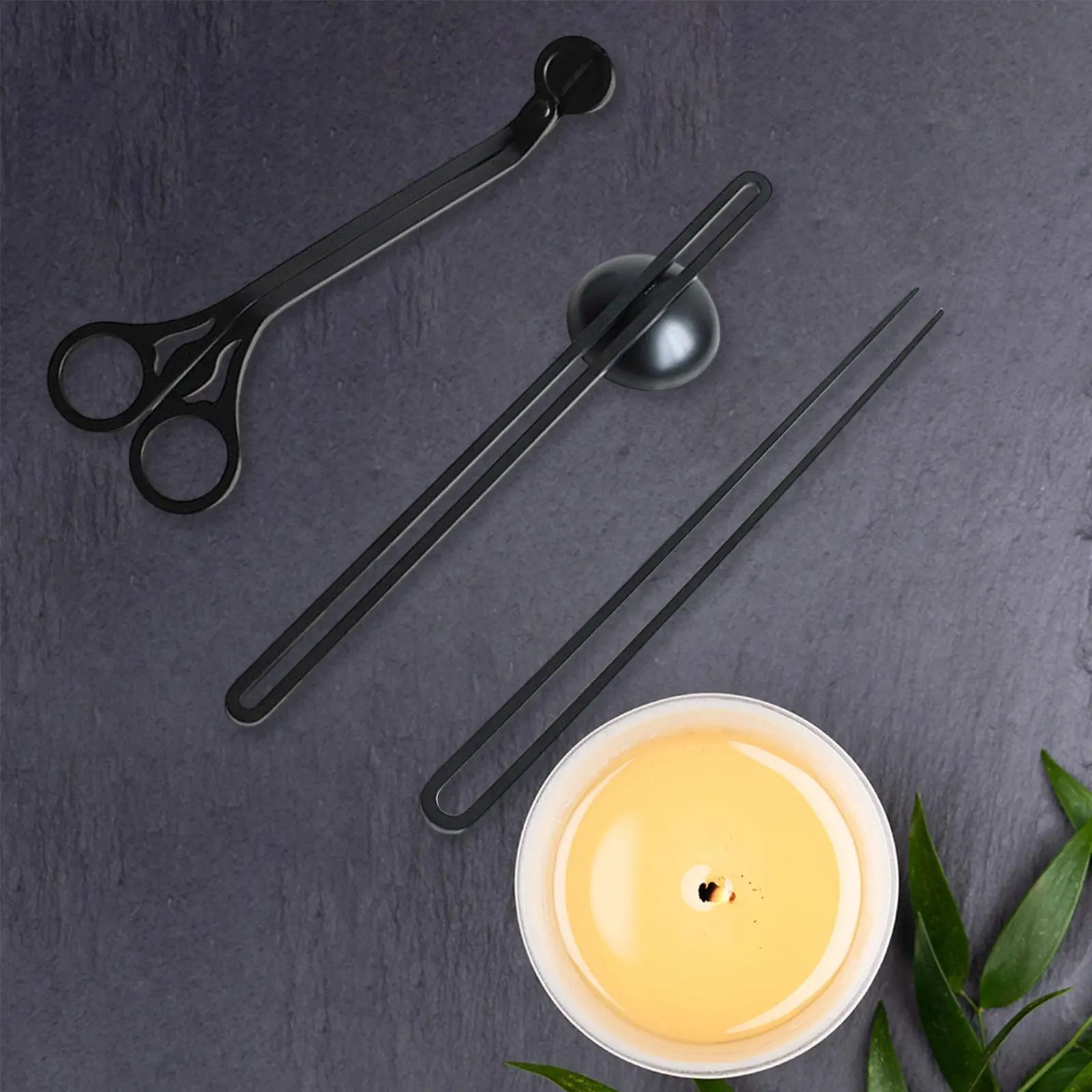 3 Pieces Candle Wick Tweezers Candle Bell Stopper Tools Black Home Decoration Gift Candle Accessory Set Candle Wick