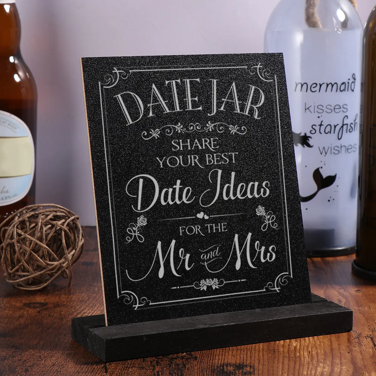 

Double Sided Blackboard Mini Writing Pad Base Bedroom Living Room Decor Signs Wedding Kitchen Garden Party Blackboard Display
