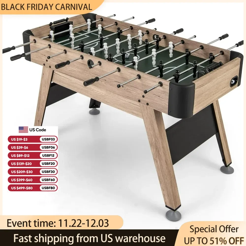 54” Foosball Table for Adults, Competition Full Size Soccer Game Table,26 Players,Adjustable Leg Levelers,Football Table Parties