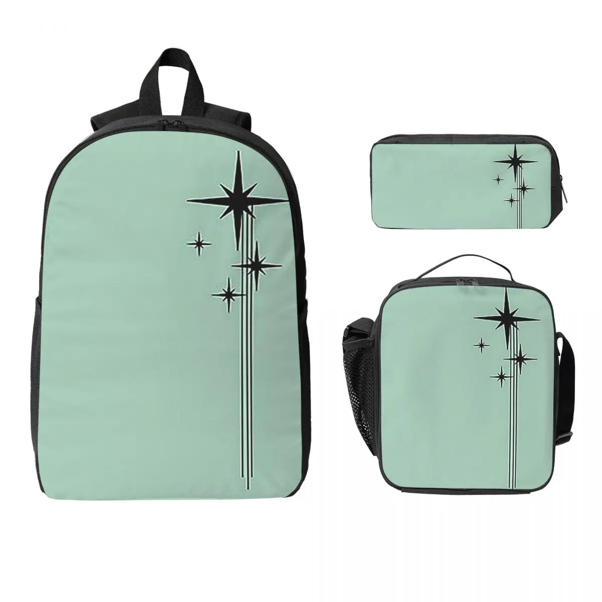 1950s Atomic Age Retro Starburst In Mint Backpack BookBag School Bag Laptop Shoulder Bags 3ps Insulated Lunch Bag Pencil Case