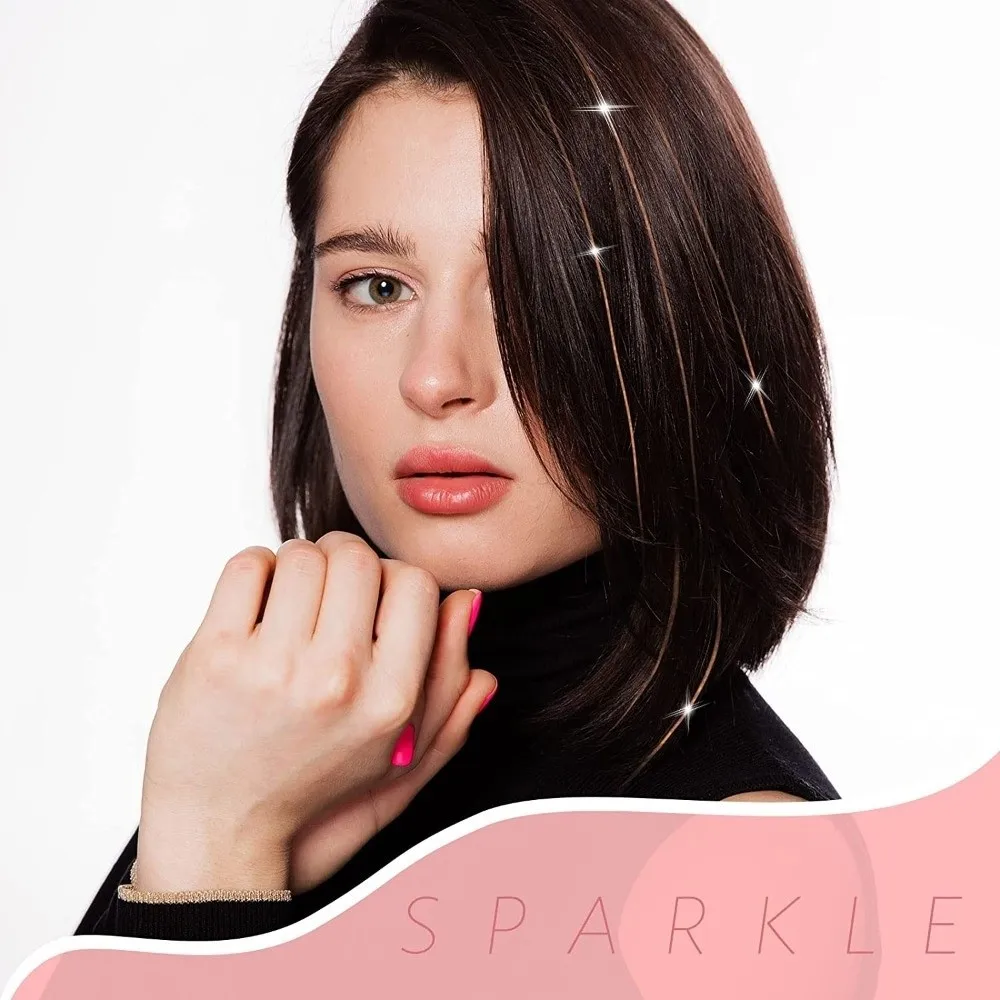 Fashion Highlights Clip Clip in Hair Extensions Fairy Hair Colored Hair Tinsel Synthetic Long Straight Hair Extension Clip Girls