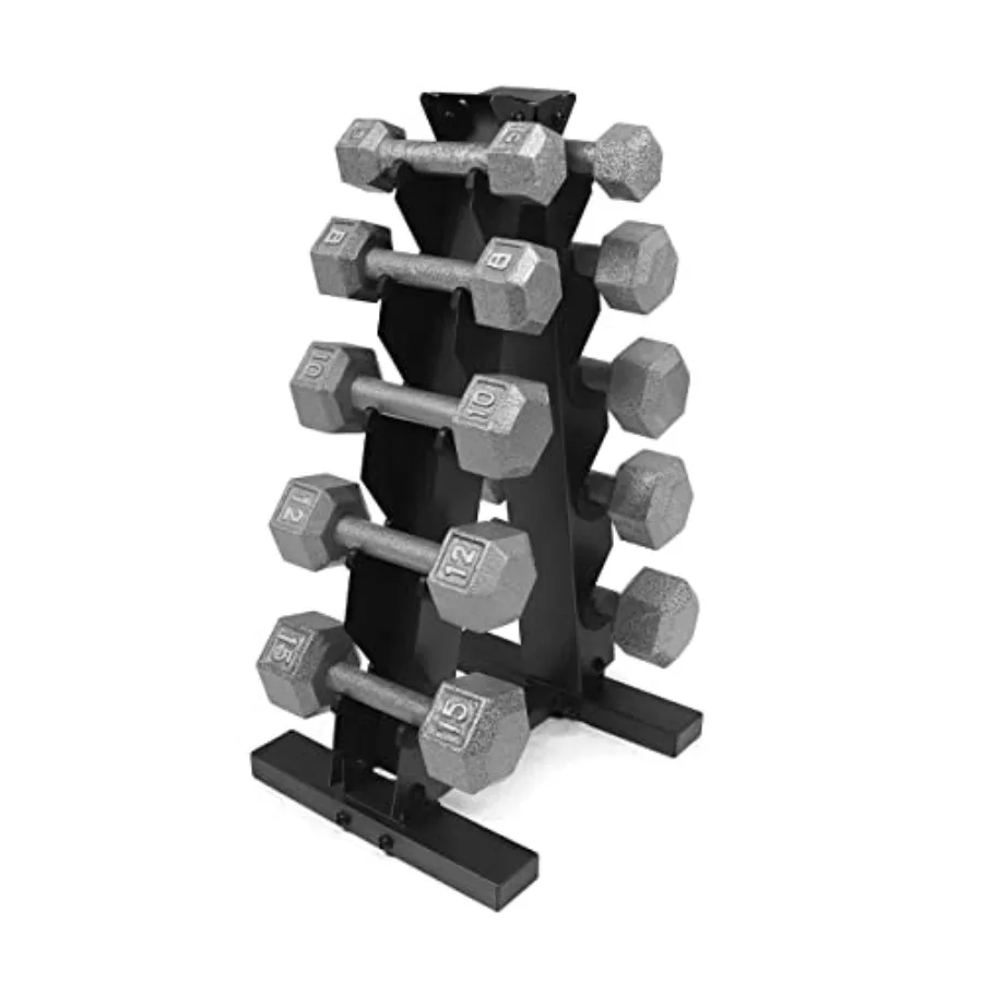 Cast Iron Dumbbell Set, Solid Hexagon Grey Dumbbell Set, Strength Training Free Weights for Women Men
