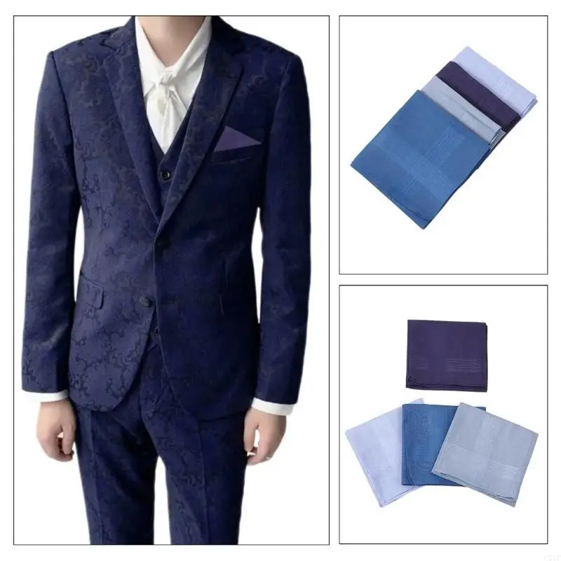 C71F Saputangan Praktis Sapu Tangan Bergaris Dapat Dicuci Pria Sapu Tangan Warna Acak untuk Urusan Komersial Dewasa