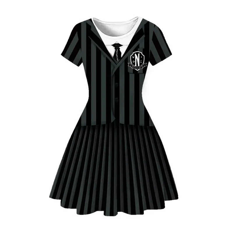 Movie Wednesday Cosplay Addams Costume Children Skirt Nevermore JK Uniform Dress Vestidos Kids Girls Halloween Carnival Party